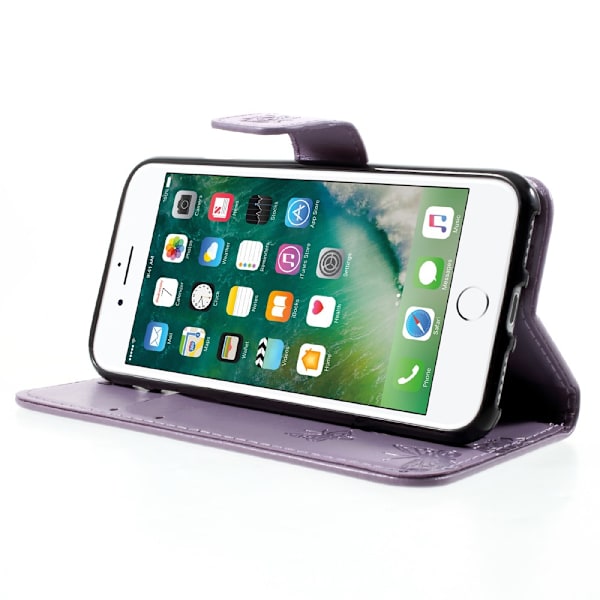 Læderetui Sommerfugle iPhone 7/8/SE Lilla