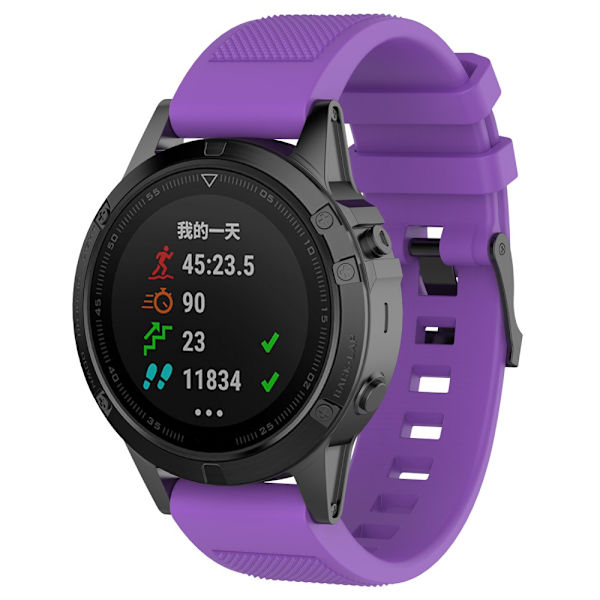 Garmin Fenix 5/5 Plus -liila silikoniranneke