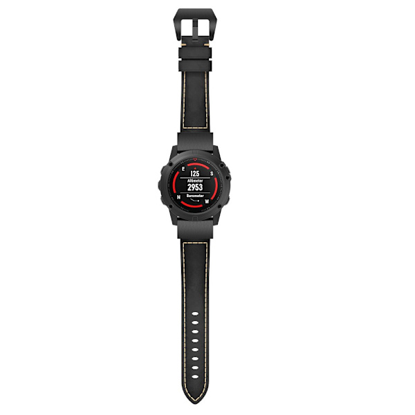 Äkta Läderarmband Garmin Fenix 5/5 Plus/6/6 Pro Svart