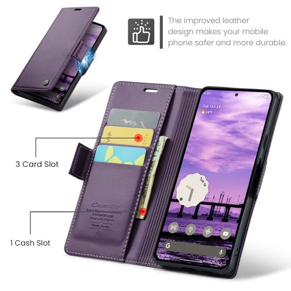 CaseMe Slim Plånboksfodral RFID-skydd Google Pixel 9a Lila