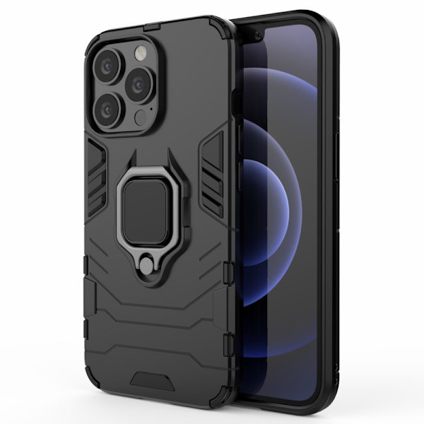 Hybridskal Fingerring iPhone 13 Pro Sort