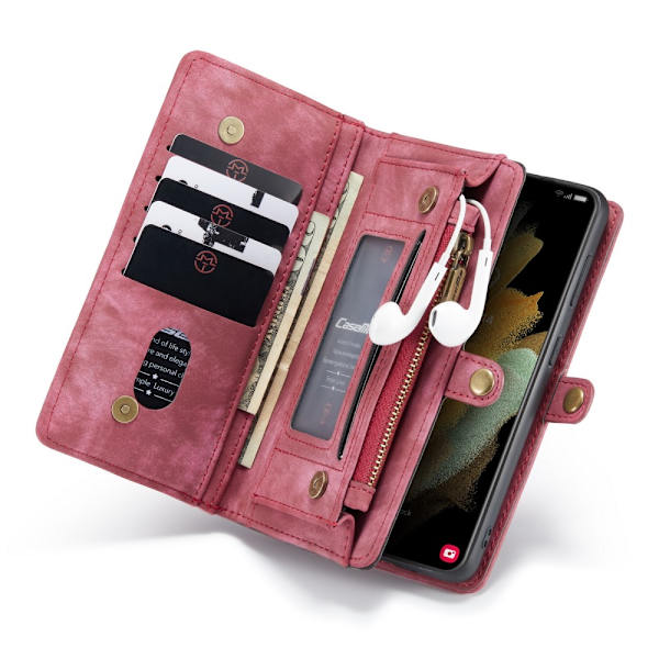 CaseMe Lompakkokotelo Multi-Slot Samsung Galaxy S21 Plus Punainen