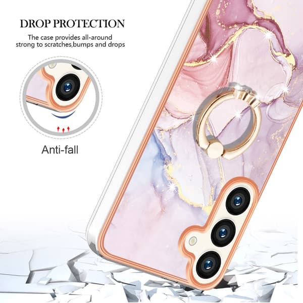 Etui med Ringholder til Samsung Galaxy S24 Plus Rosé Marmor