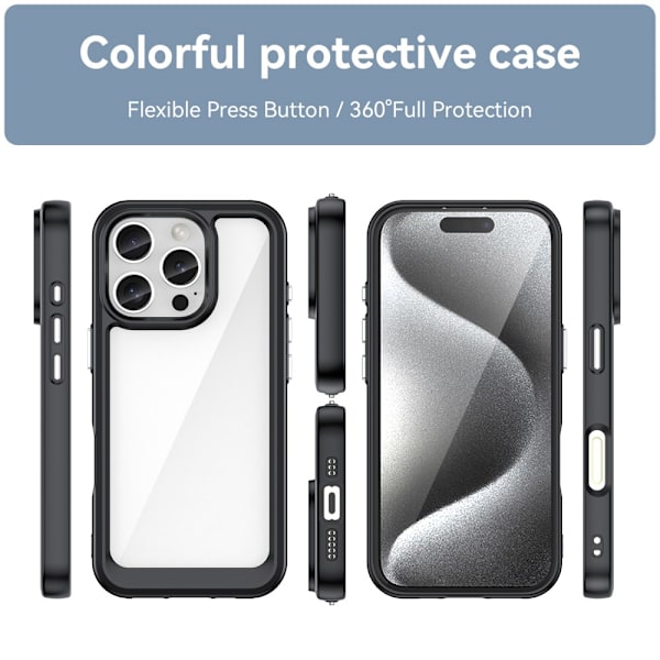 Hybrid Edge Case iPhone 16 Pro Musta