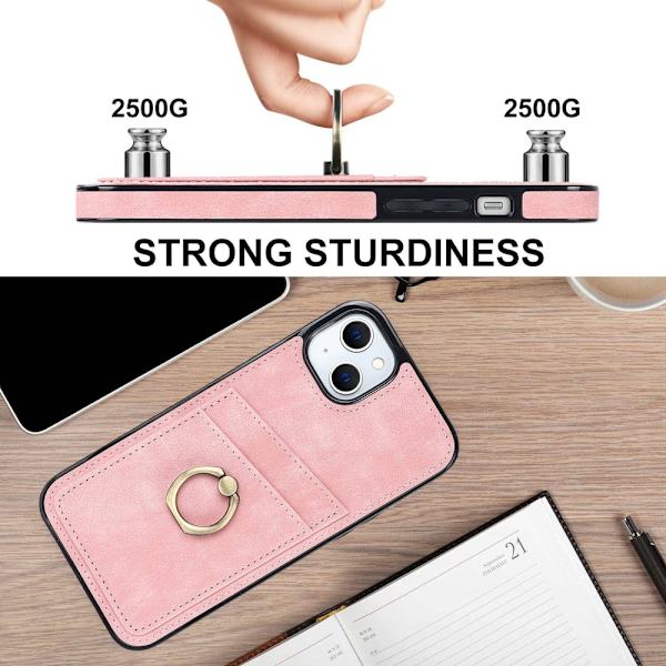 iPhone 14 Kortlomme Skal Ring Rosa