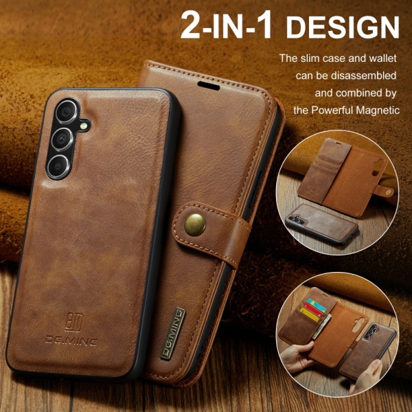 DG.MING 2-in-1 Magnet Wallet Samsung Galaxy S23 FE Cognac