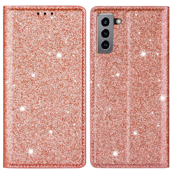 Glitter lompakkokotelo Samsung Galaxy S22 Plus Rose Gold