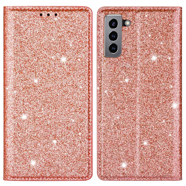 Glitter-lompakkokotelo Samsung Galaxy S22 Plus - ruusukulta