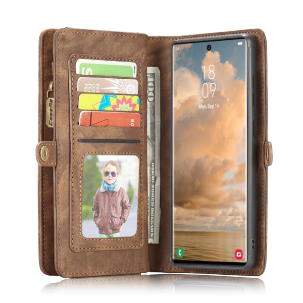 CaseMe Multi-Slot 2 i 1 Wallet Case Galaxy S22 Ultra Brown