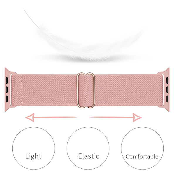 Elastinen Nylon-ranneke Apple Watch Series 10 42mm Vaaleanpunainen