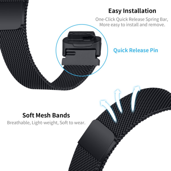 Milanese Loop Armbånd Fitbit Inspire 3 Sort