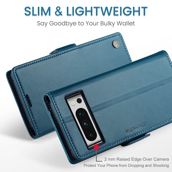 CaseMe Slim Pungetui RFID-beskyttelse Google Pixel 8 Pro Blå