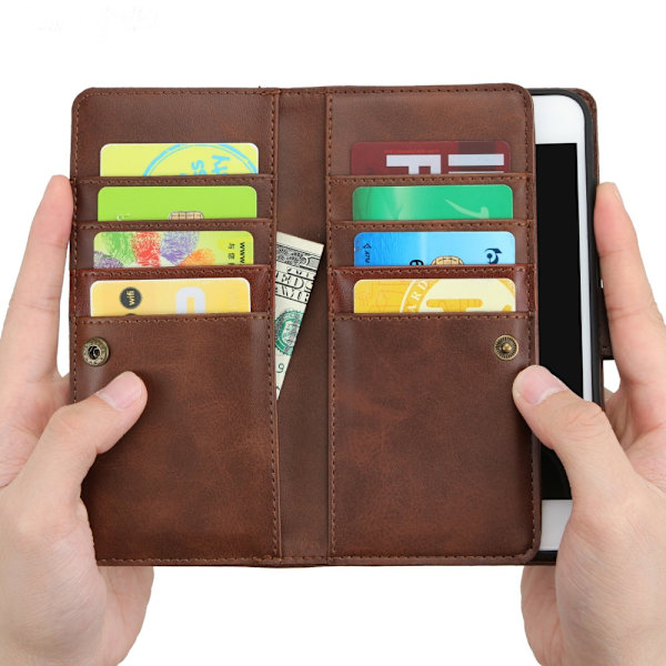 Nahkakotelokotelo Multi-Slot iPhone 7/8/SE Ruskea