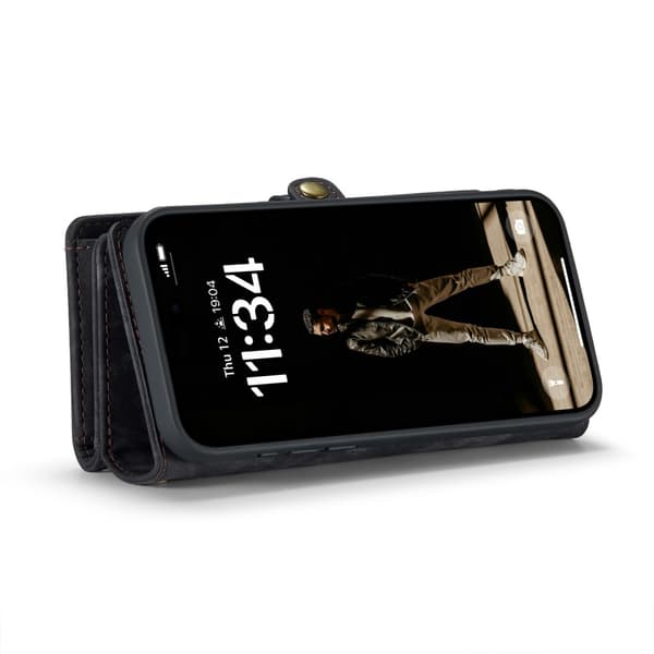 CaseMe Multi-Slot 2 i 1 Plånboksfodral iPhone 16 Musta