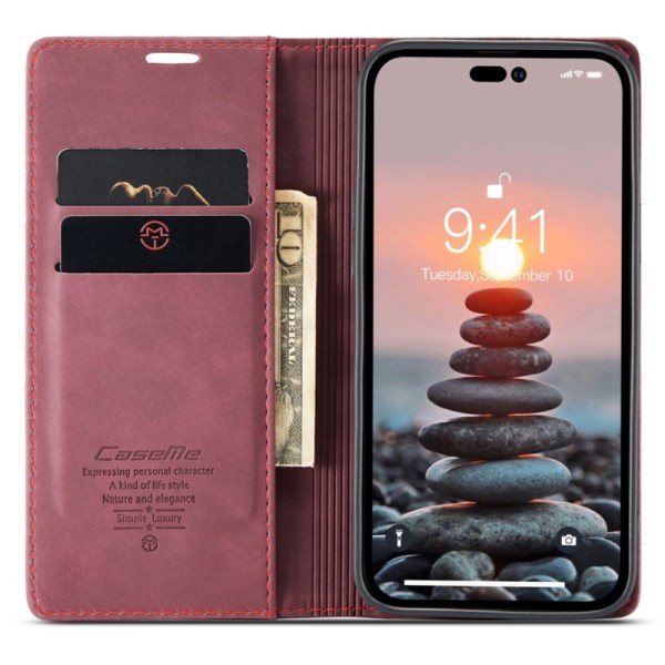 CaseMe Slim Wallet -kotelo iPhone 14 Pro Max Red