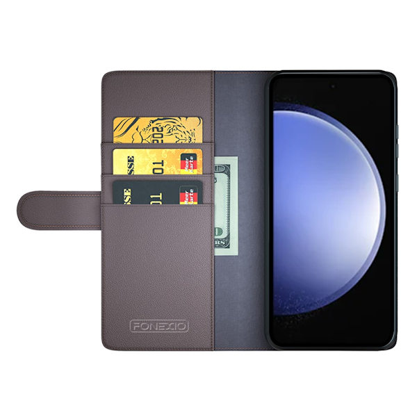 Aito nahkakotelo Samsung Galaxy S23 FE Ruskea