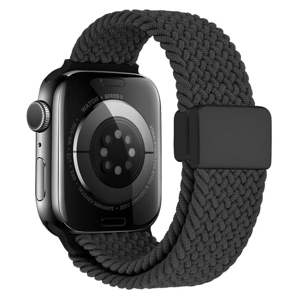 Elastinen kudottu nylonranneke Apple Watch 41mm Series 9 Musta