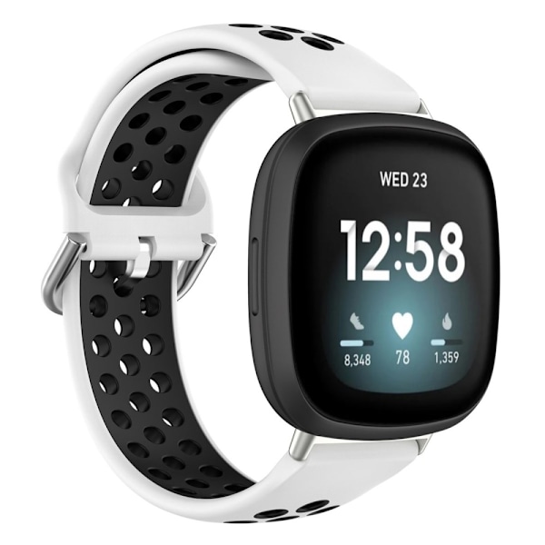 Fitbit Versa 4/Sense 2 -urheiluranneke, valkoinen/musta