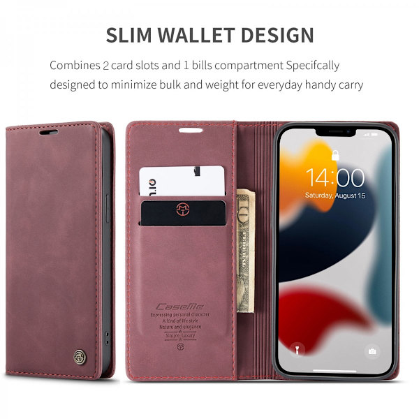 CaseMe Slim Lompakkokotelo iPhone 13 Pro Max Punainen
