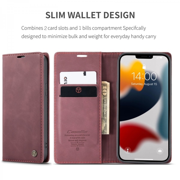 CaseMe Slim Wallet -kotelo iPhone 13 Pro Max Red