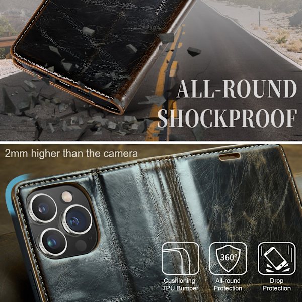 CaseMe Läderfodral iPhone 15 Pro Max Brun
