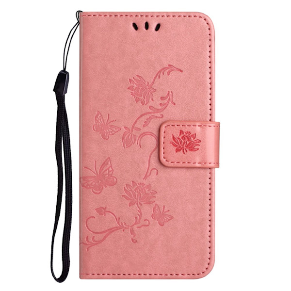 Læderetui Sommerfugle iPhone 15 Rosa