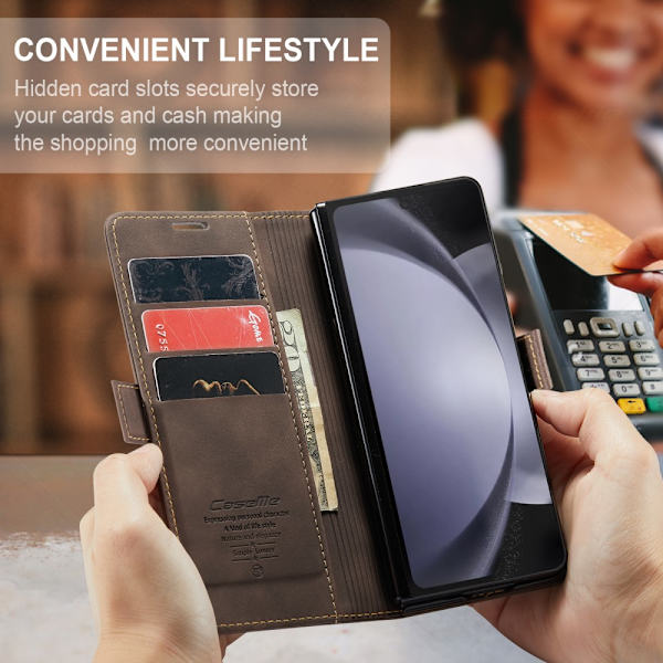 CaseMe Slim Plånboksfodral Samsung Galaxy Z Fold 5 Brun