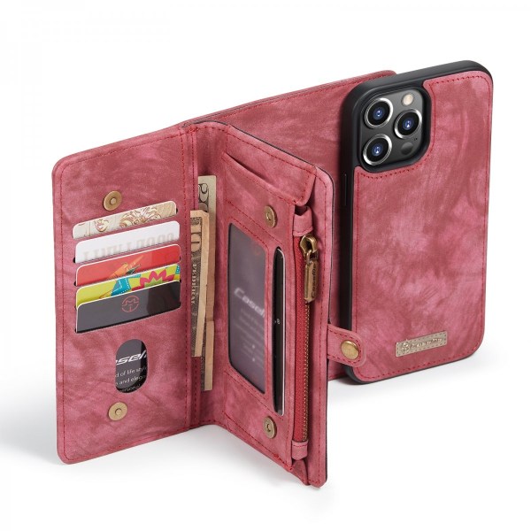 CaseMe Multi-Slot 2 i 1 Plånboksfodral iPhone 13 Pro Max Röd