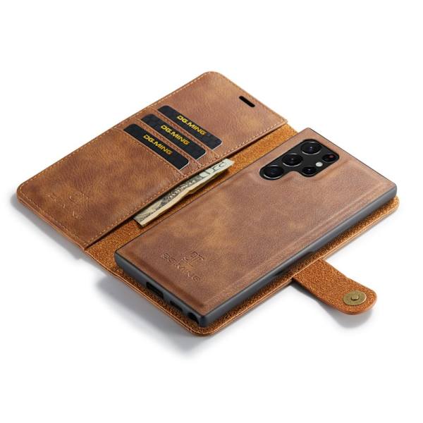 DG.MING 2-in-1 Magnet Wallet Samsung Galaxy S23 Ultra Cognac