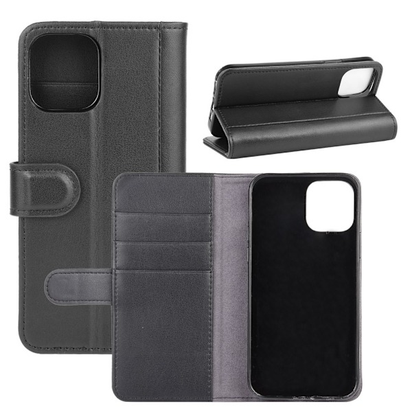 Ægte læder etui iPhone 12 Pro Max Sort