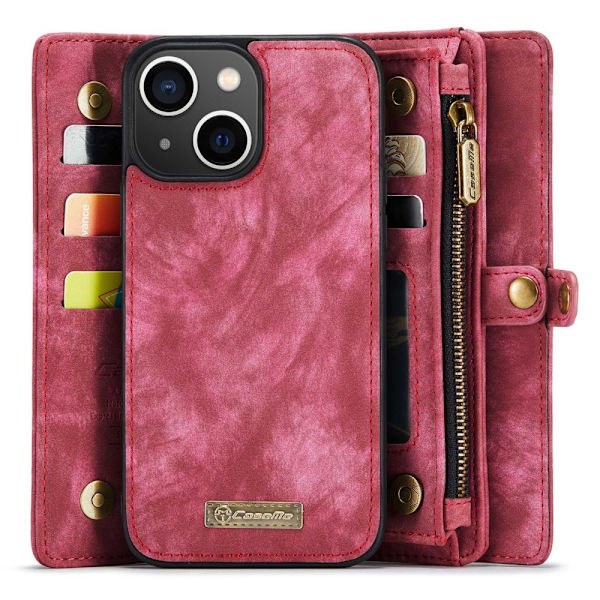 CaseMe Multi-Slot 2 i 1 Pungetui iPhone 14 Rød