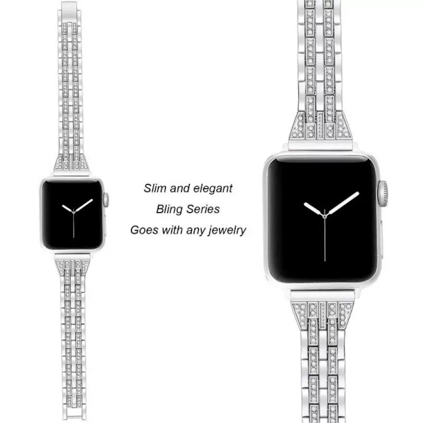 Ohut Bling-ranneke Apple Watch Series 10 42mm Hopea