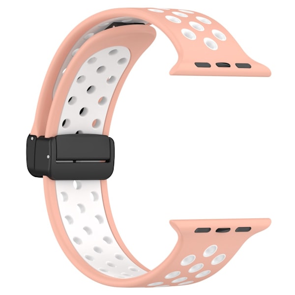 Silikonarmbånd Sport Apple Watch Series 10 46mm Rosa/Hvid