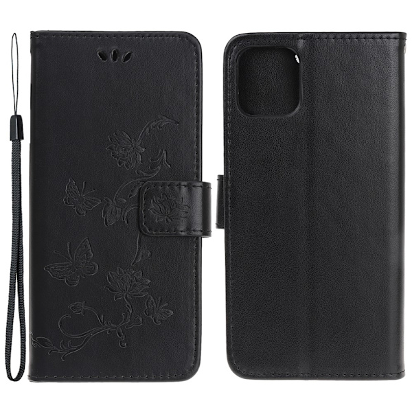 Läderfodral Fjärilar iPhone 13 Pro Svart