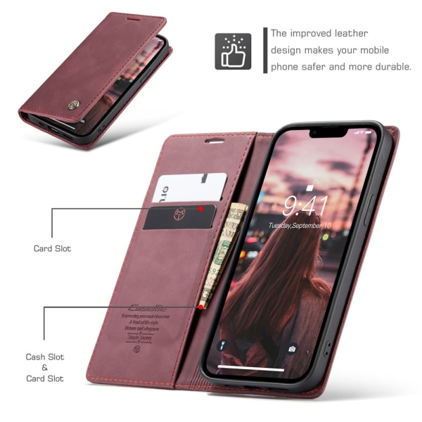 CaseMe Slim Wallet -kotelo iPhone 15 Red