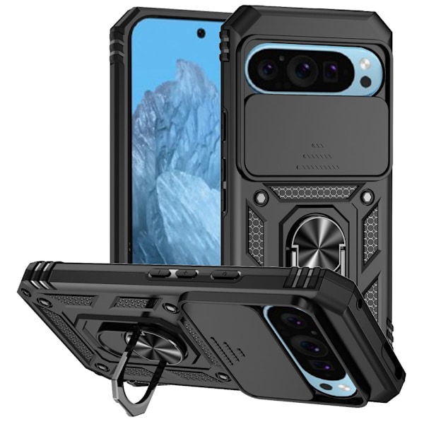 Hybridskal Google Pixel 9 Pro Ring + Kameraskydd Svart