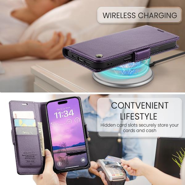 CaseMe Slim Plånboksfodral RFID-skydd iPhone 16 Lila