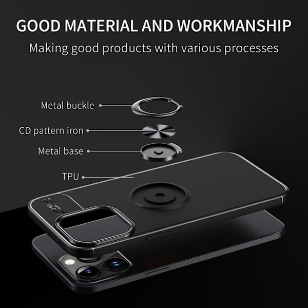 Etui med Ringholder til iPhone 15 Pro Max Sort
