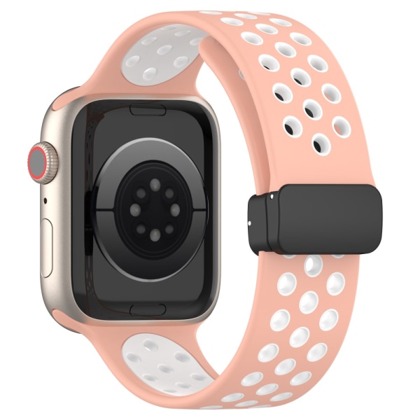 Silikonearmbånd Sport Apple Watch 45mm Series 9 Rosa/Hvid