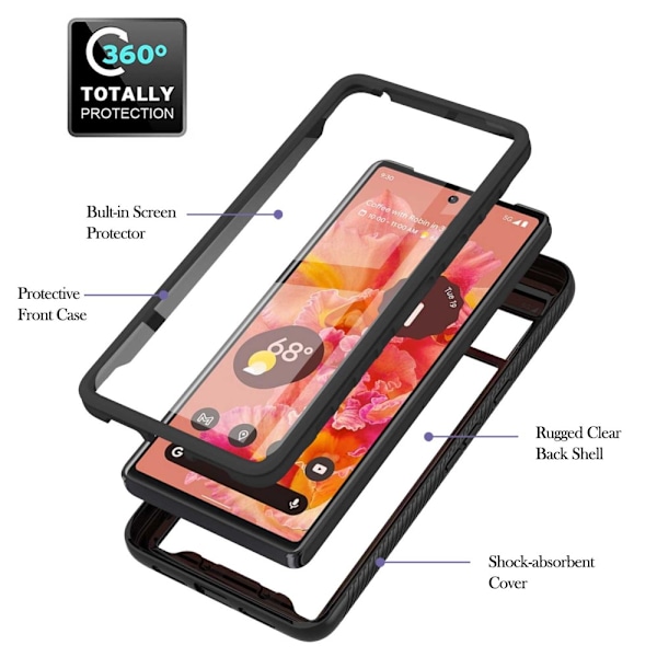 360 Full Cover Edge Case Google Pixel 7 Black