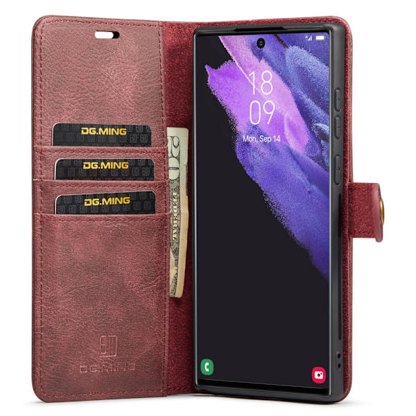DG.MING 2-in-1 Magnet Wallet Samsung Galaxy S24 Ultra Red