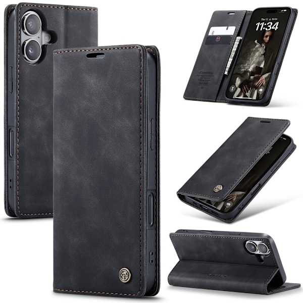 CaseMe Slim Pungetui iPhone 16 Plus Sort