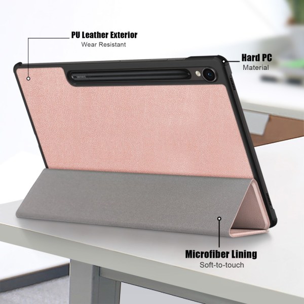 Samsung Galaxy Tab S9 -kotelo kolminkertaisesti vaaleanpunainen