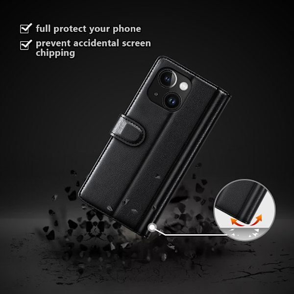 Aito nahkakotelo iPhone 15 Plus Musta