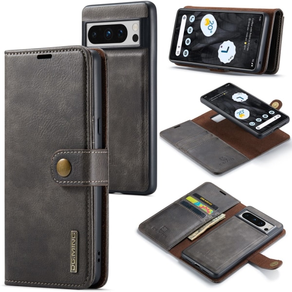 DG.MING 2-in-1 Magnet Wallet Google Pixel 8 Pro Brown