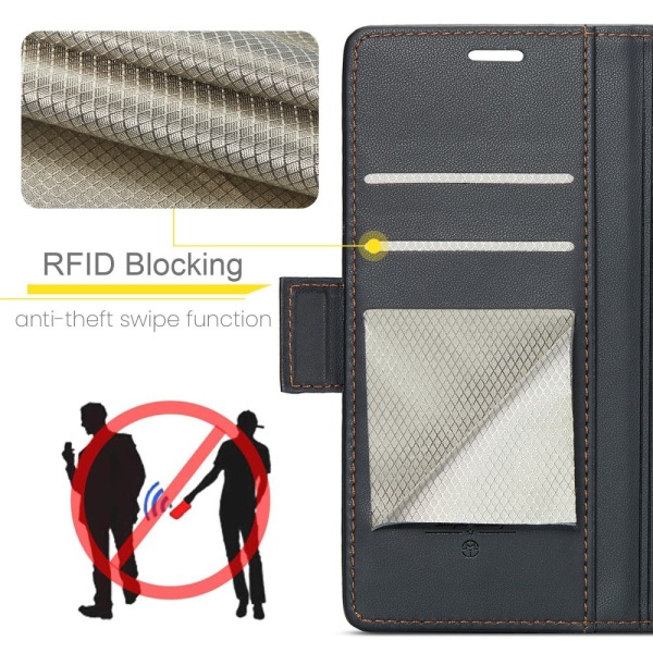 CaseMe Slim Plånboksfodral RFID-skydd iPhone 15 Pro Svart