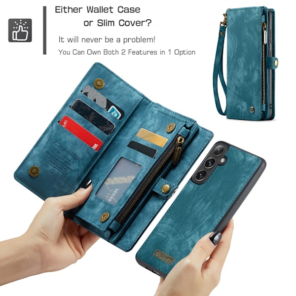 CaseMe Multi-Slot 2 i 1 Pengepungetui Galaxy S25 Blå