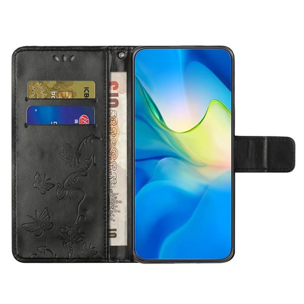 Läderfodral Fjärilar Samsung Galaxy A36 Svart
