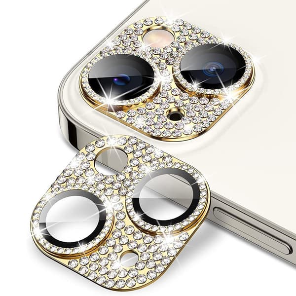 Hat Prince Glitter Kamerabeskyttelse Aluminium iPhone 15/iPhone 15 Plu
