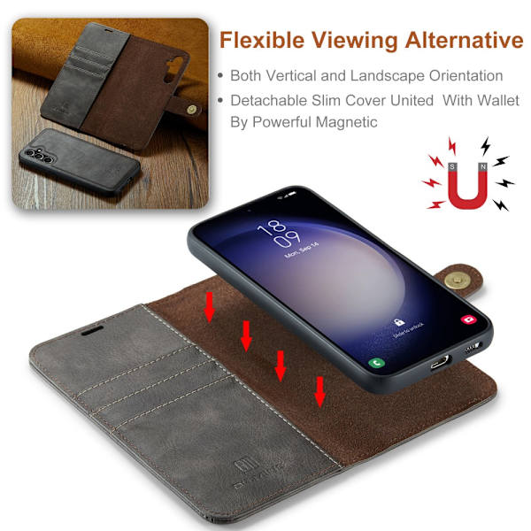 DG.MING 2-in-1 Magnet Wallet Samsung Galaxy A15 Brown